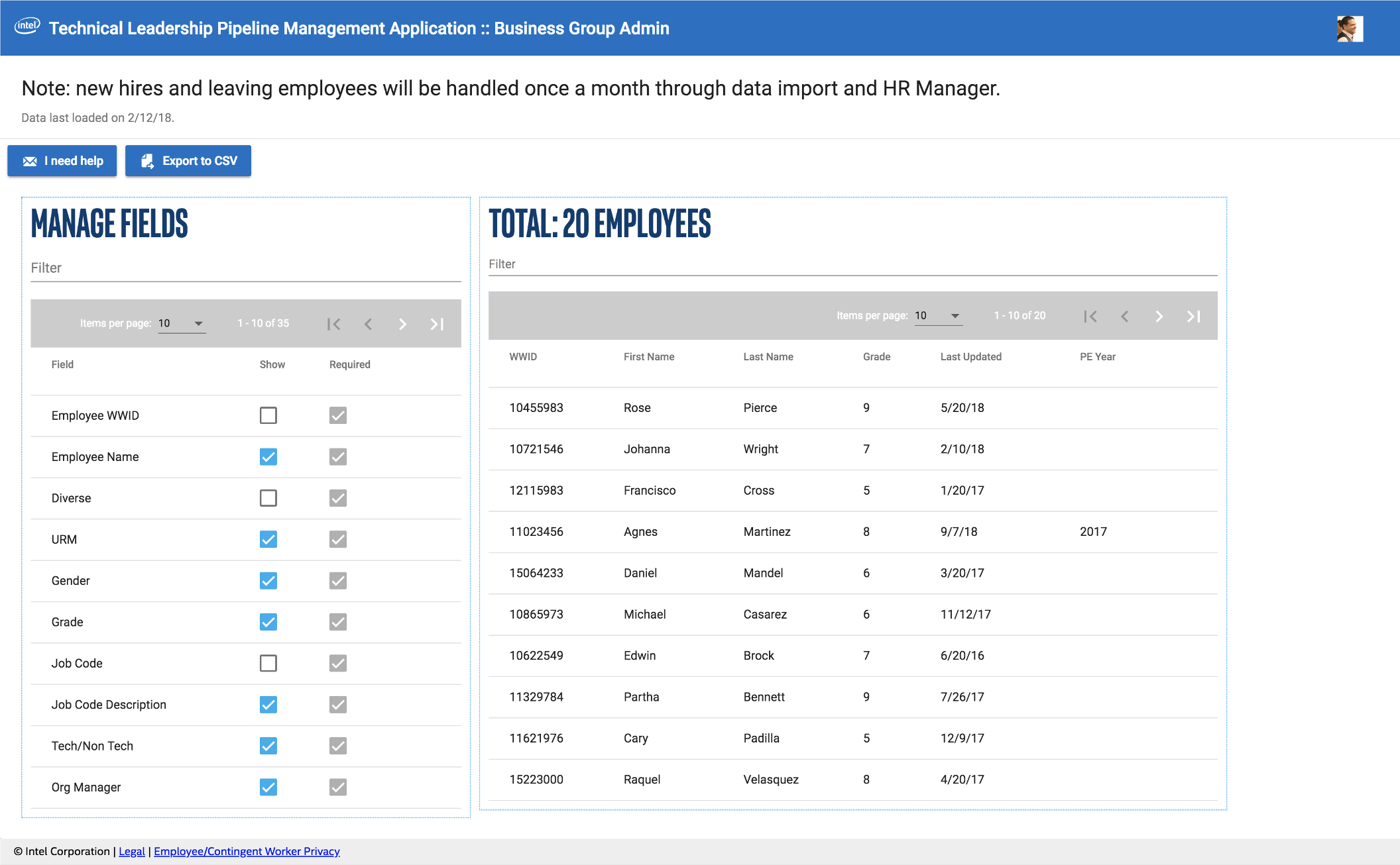 technical leadership pipeline sample interface screenshot